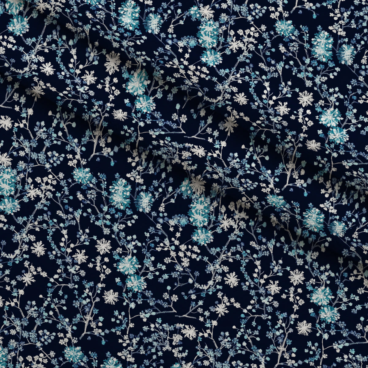 Midnight Snowfall Pattern 1 Minky Fabric — plush minky folded close-up preview (mv-minky-v1:lying)