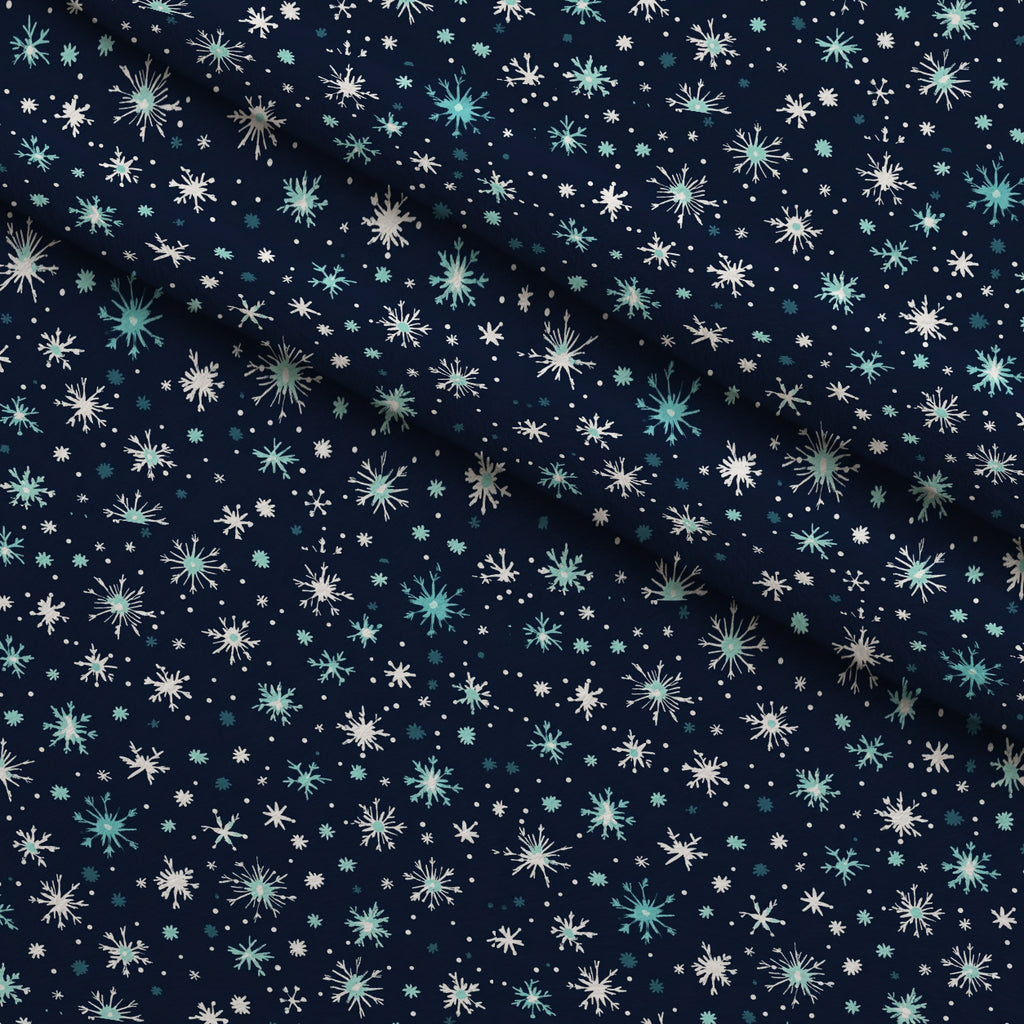 Midnight Snowfall Pattern 5 Minky Fabric — plush minky folded close-up preview (mv-minky-v1:lying)