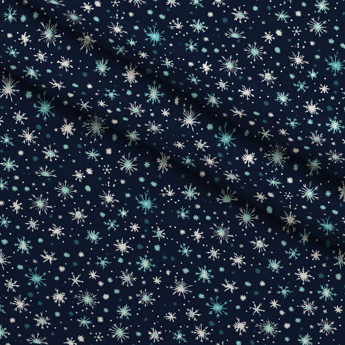 Midnight Snowfall Pattern 5 Minky Fabric — plush minky folded close-up preview (mv-minky-v1:lying)