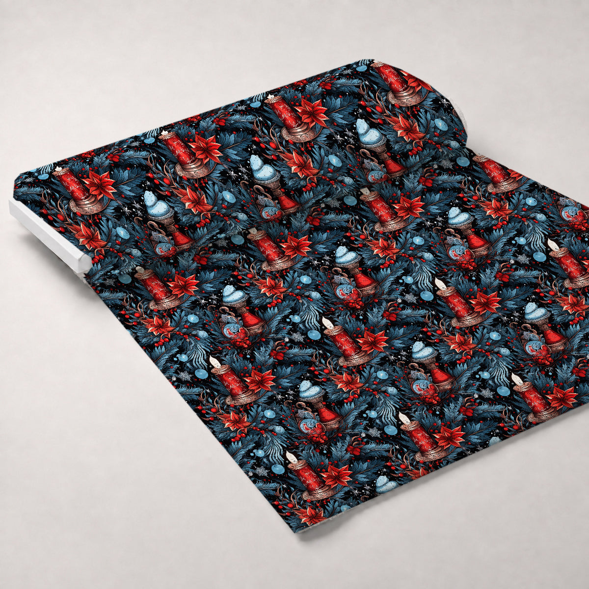 Midnight Yuletide Pattern 10 Minky Fabric — plush minky unrolled bolt preview (mv-minky-v1:bolt)