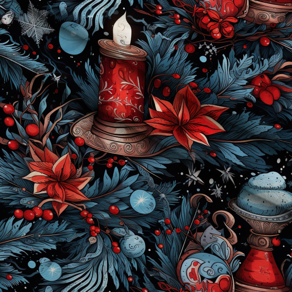 Midnight Yuletide Pattern 10 Minky Fabric — plush minky folded close-up preview (mv-minky-v1:lying)