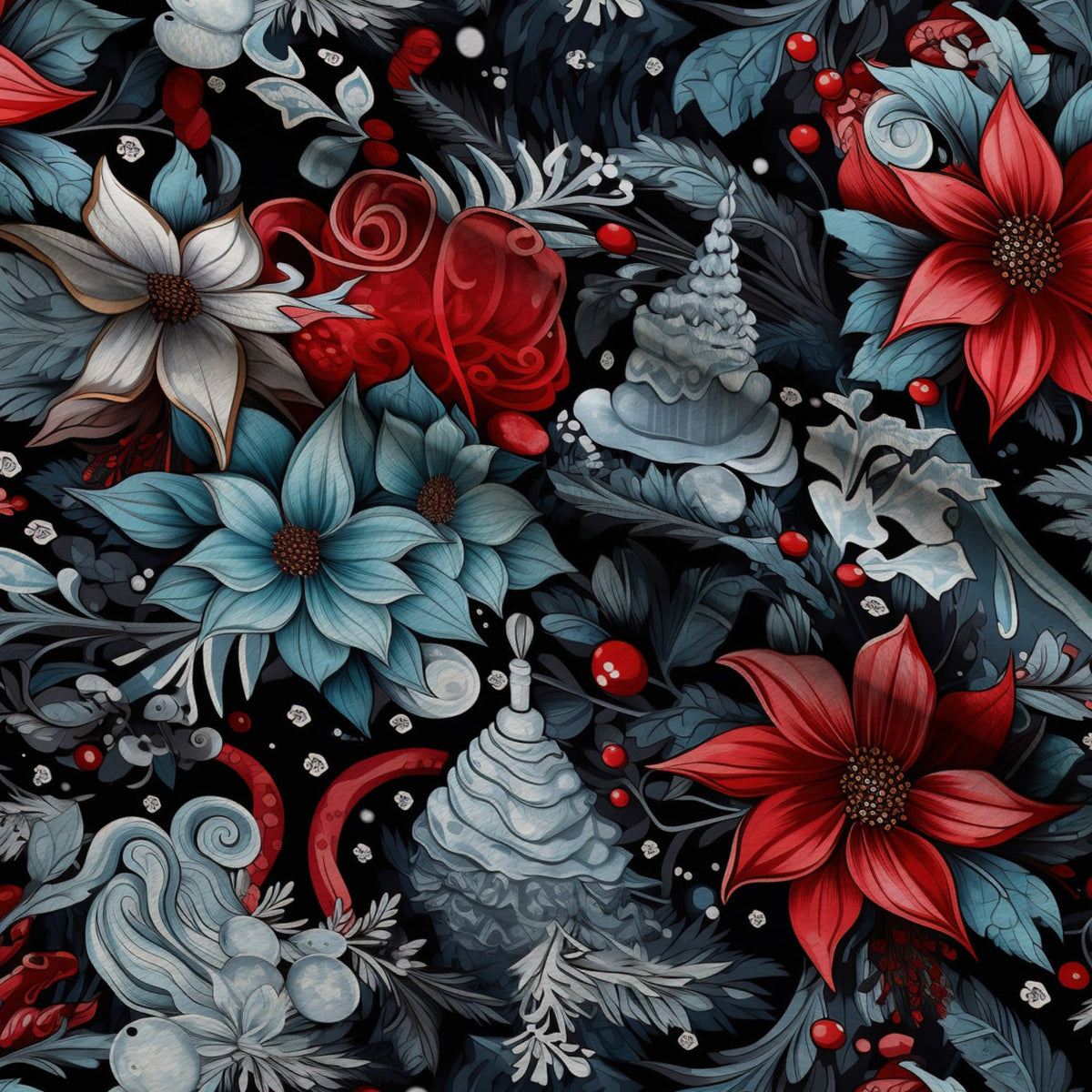 Midnight Yuletide Pattern 11 Minky Fabric — plush minky folded close-up preview (mv-minky-v1:lying)