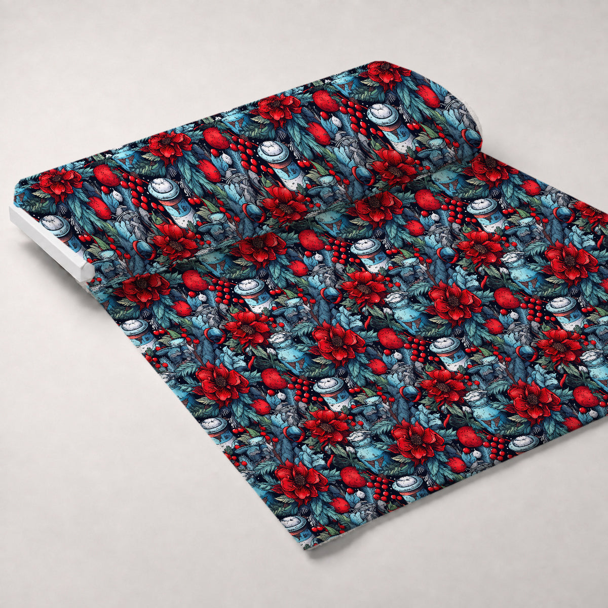 Midnight Yuletide Pattern 2 Minky Fabric — plush minky unrolled bolt preview (mv-minky-v1:bolt)