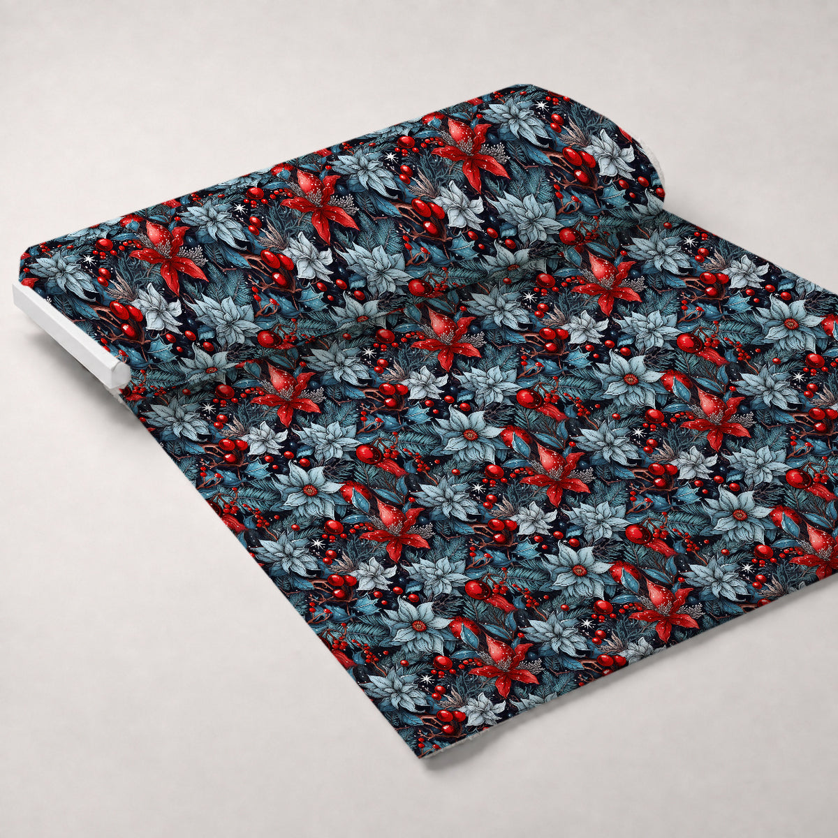 Midnight Yuletide Pattern 3 Minky Fabric — plush minky unrolled bolt preview (mv-minky-v1:bolt)