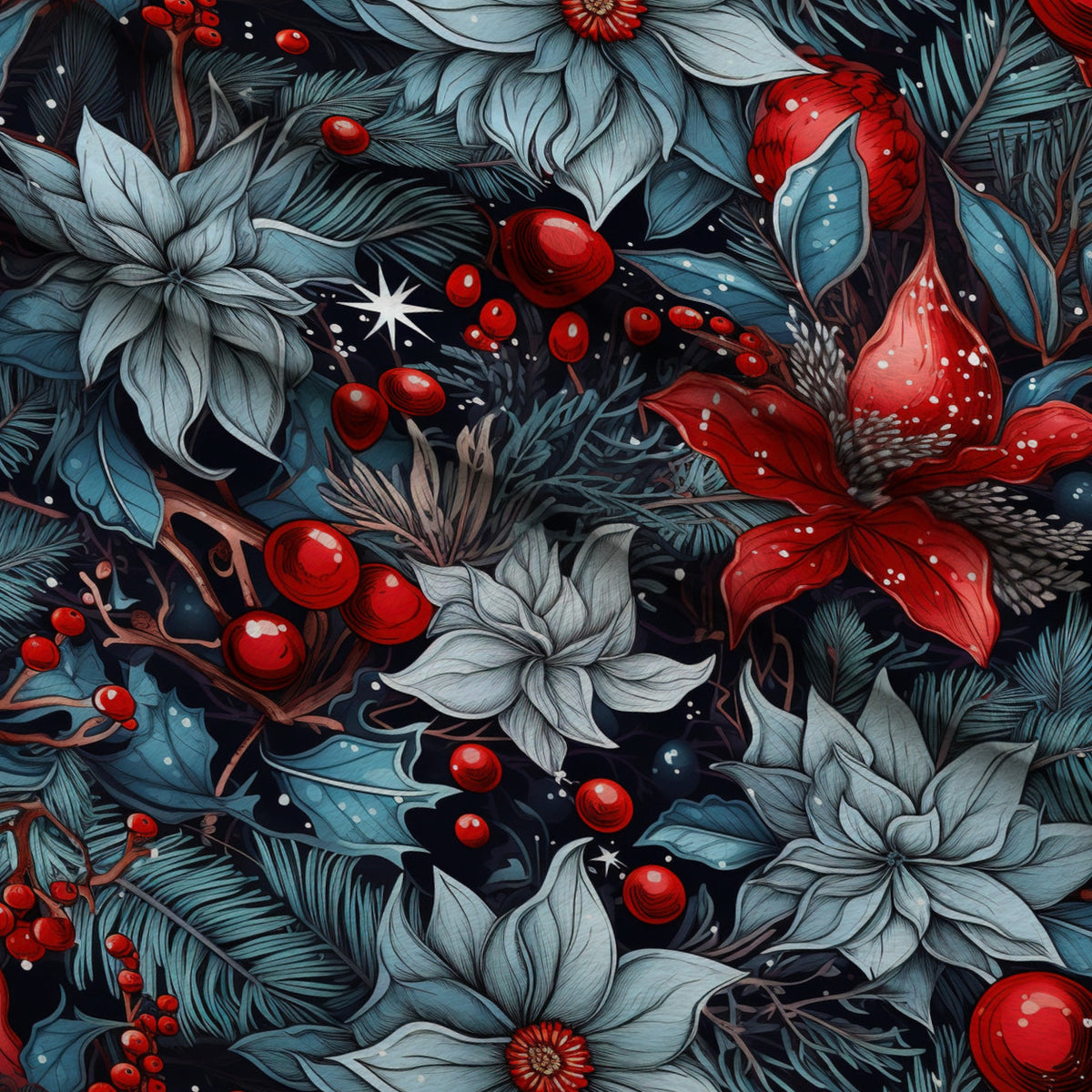 Midnight Yuletide Pattern 3 Minky Fabric — plush minky folded close-up preview (mv-minky-v1:lying)