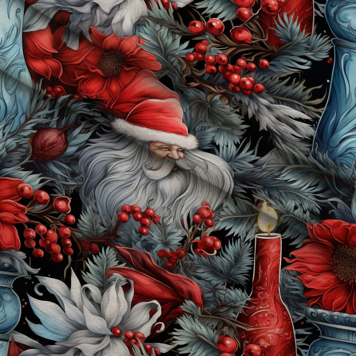 Midnight Yuletide Pattern 6 Minky Fabric — plush minky folded close-up preview (mv-minky-v1:lying)