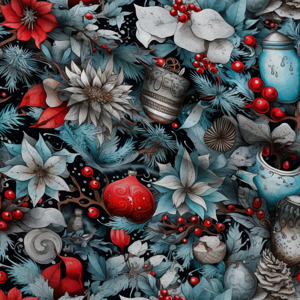 Midnight Yuletide Pattern 7 Minky Fabric — plush minky folded close-up preview (mv-minky-v1:lying)