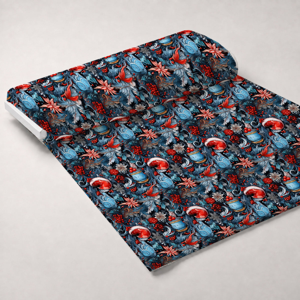 Midnight Yuletide Pattern 9 Minky Fabric — plush minky unrolled bolt preview (mv-minky-v1:bolt)
