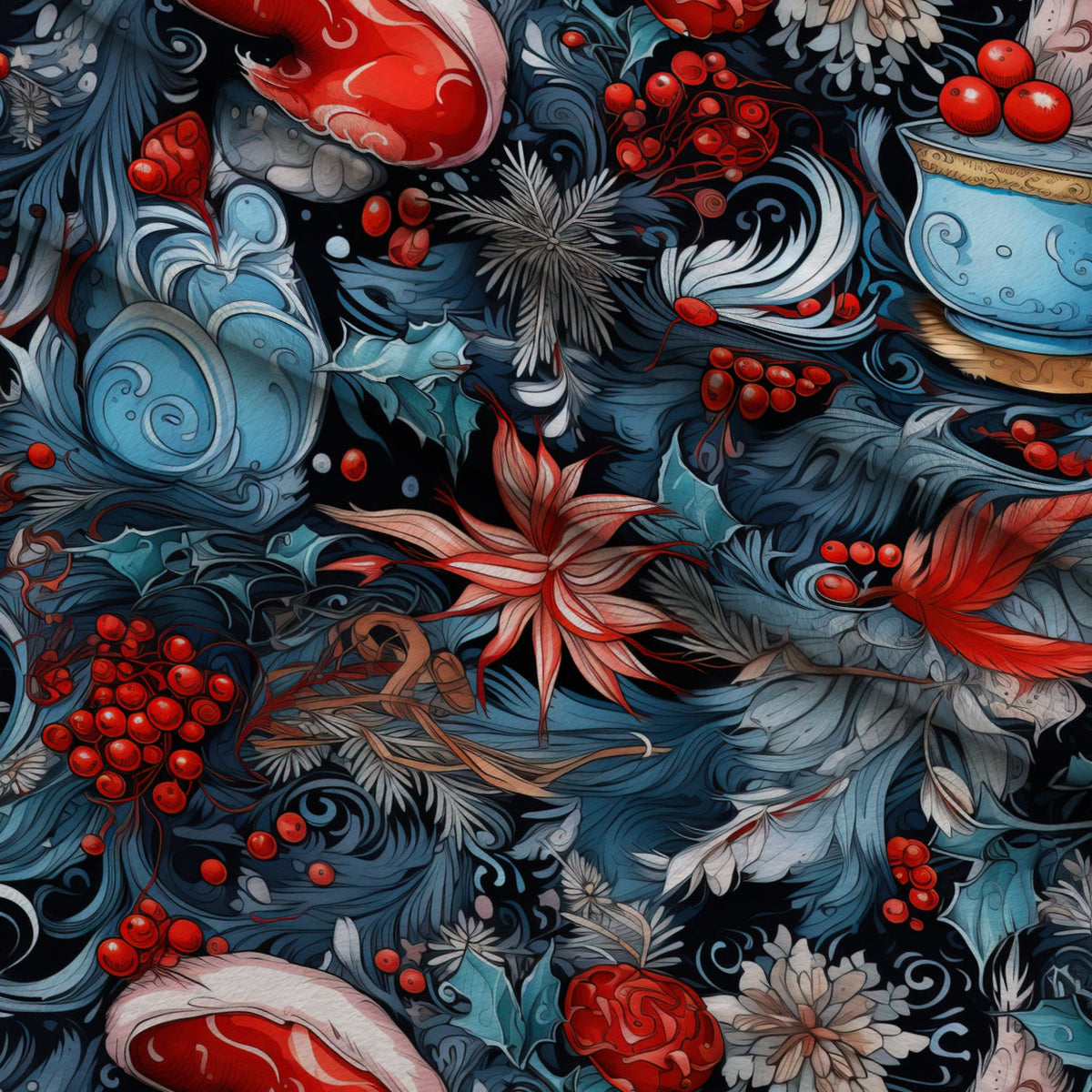 Midnight Yuletide Pattern 9 Minky Fabric — plush minky folded close-up preview (mv-minky-v1:lying)
