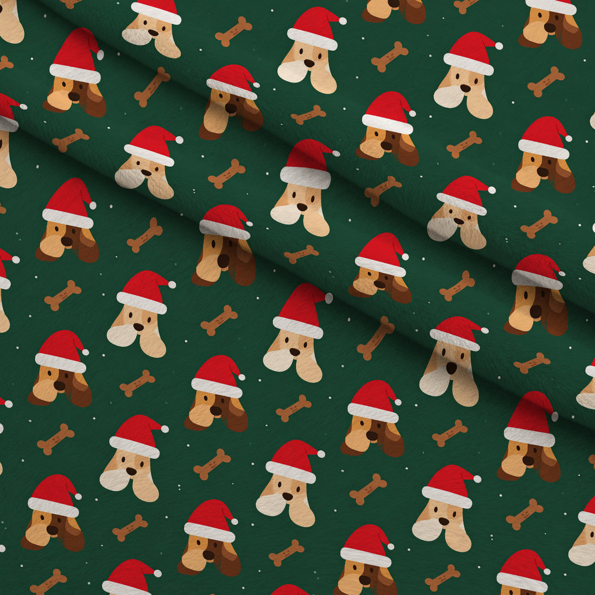 Mistletoe Pup Parade Pattern 12 Minky Fabric — plush minky folded close-up preview (mv-minky-v1:lying)