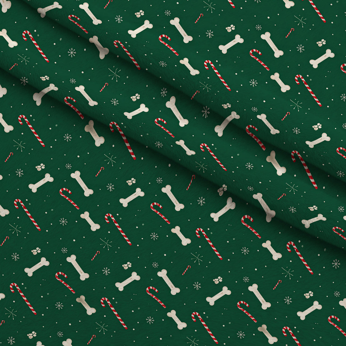 Mistletoe Pup Parade Pattern 16 Minky Fabric — plush minky folded close-up preview (mv-minky-v1:lying)