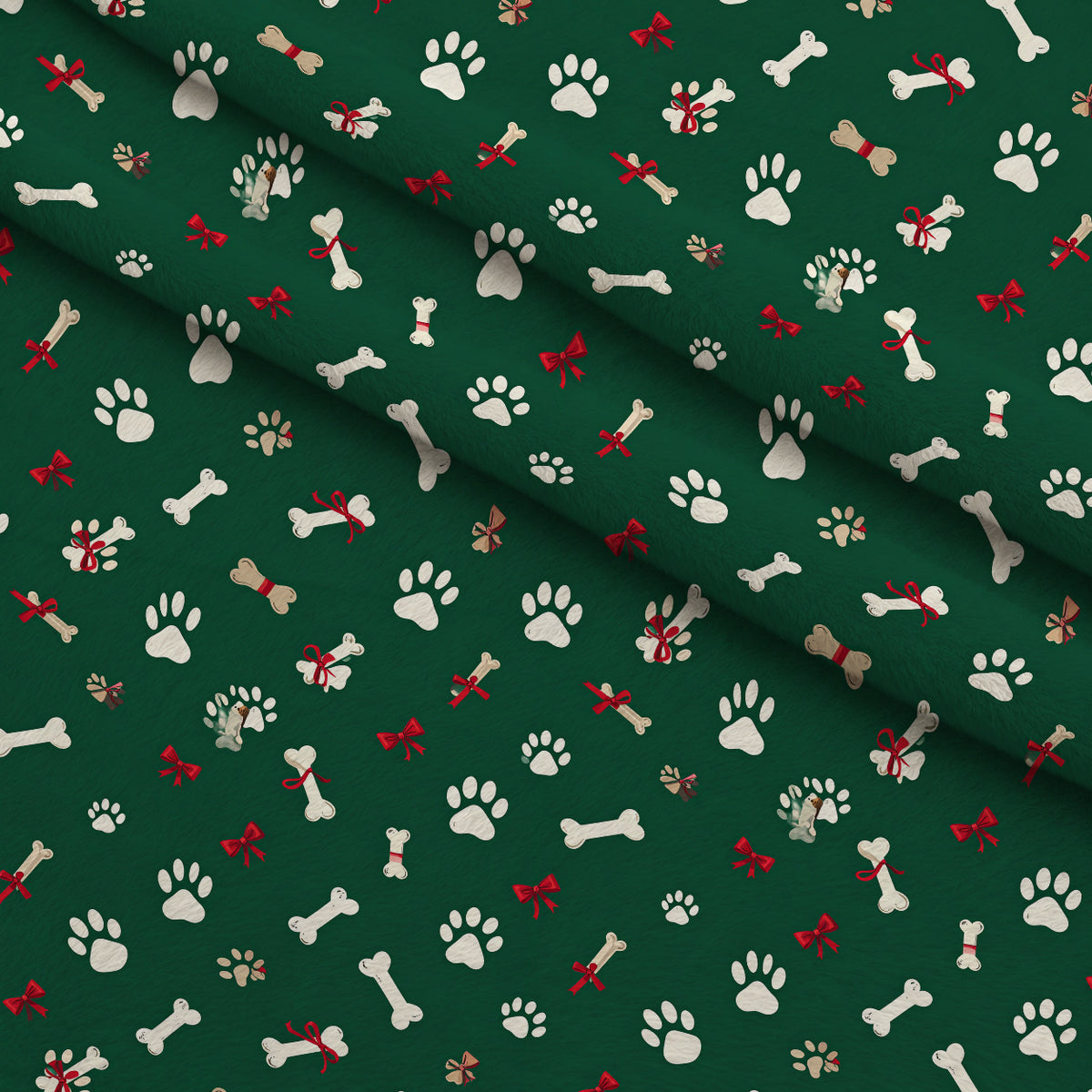 Mistletoe Pup Parade Pattern 18 Minky Fabric — plush minky folded close-up preview (mv-minky-v1:lying)