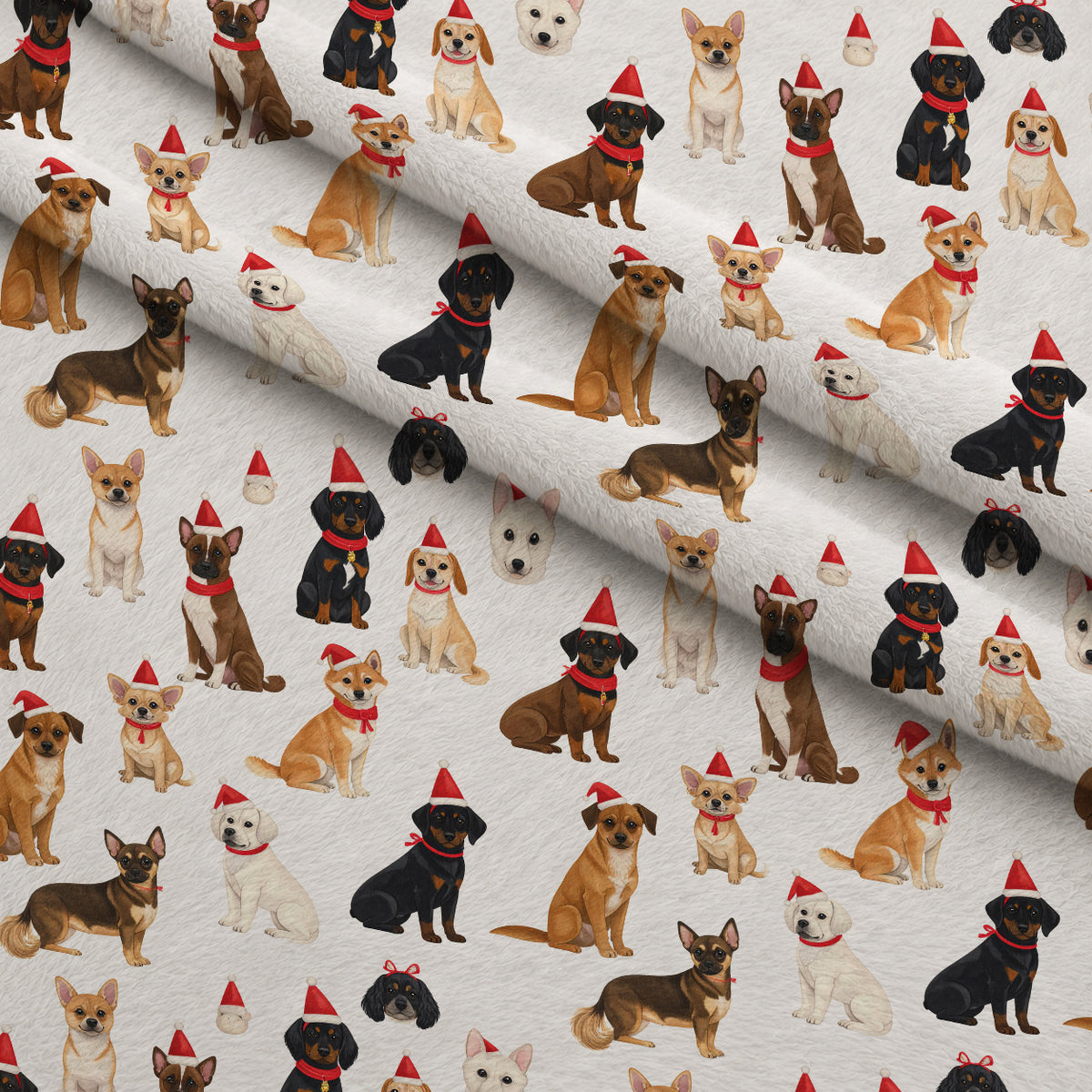 Mistletoe Pup Parade Pattern 2 Minky Fabric — plush minky folded close-up preview (mv-minky-v1:lying)