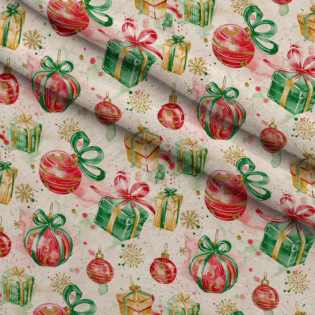 Mistletoe Watercolor Pattern 10 Minky Fabric — plush minky folded close-up preview (mv-minky-v1:lying)