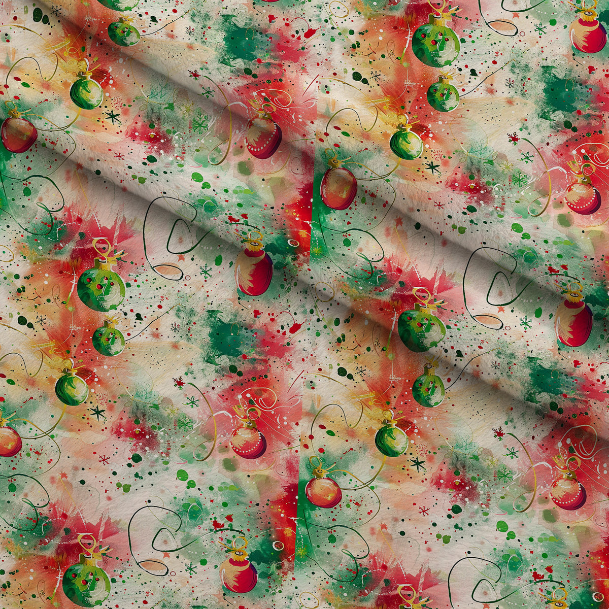 Mistletoe Watercolor Pattern 11 Minky Fabric — plush minky folded close-up preview (mv-minky-v1:lying)