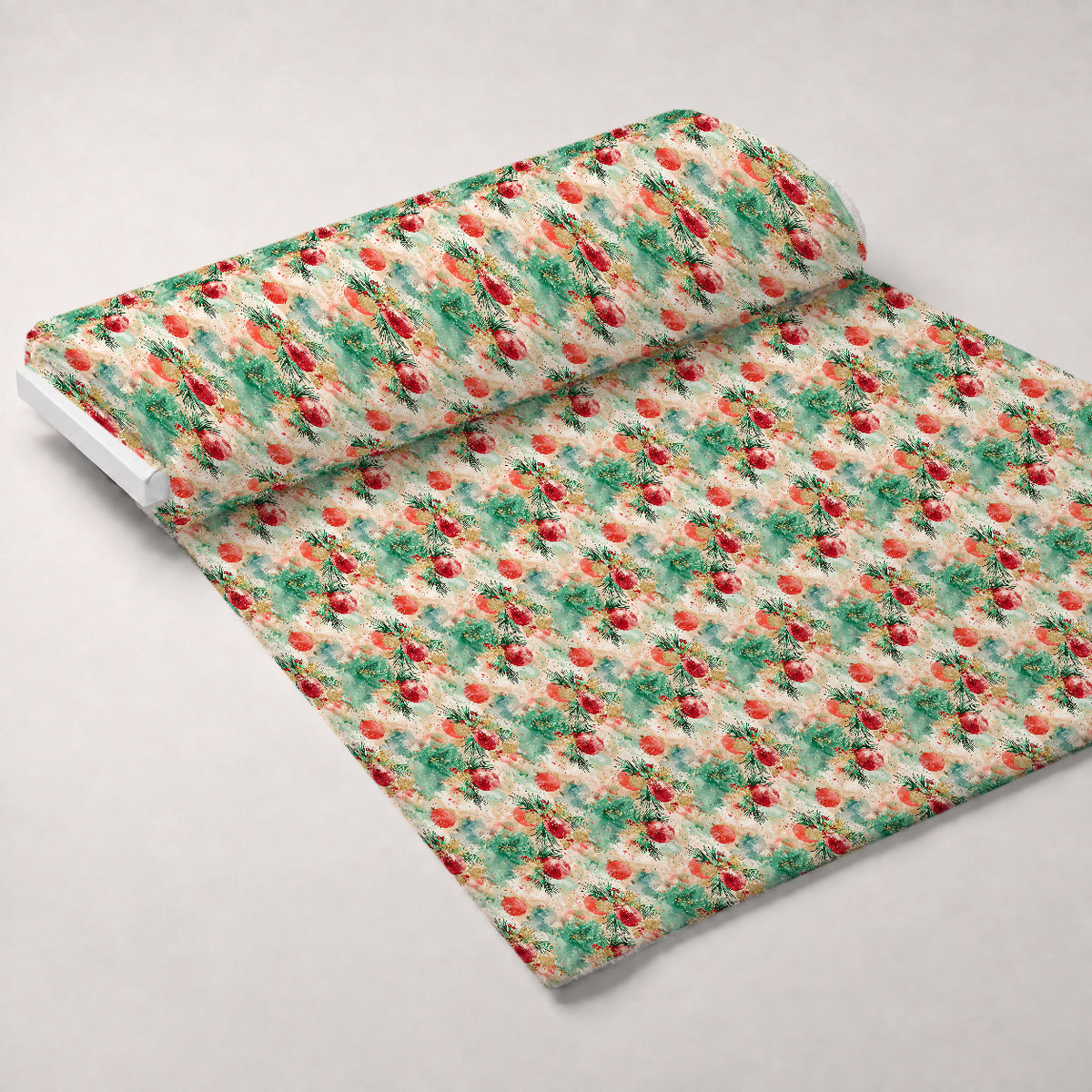 Mistletoe Watercolor Pattern 5 Minky Fabric — plush minky unrolled bolt preview (mv-minky-v1:bolt)