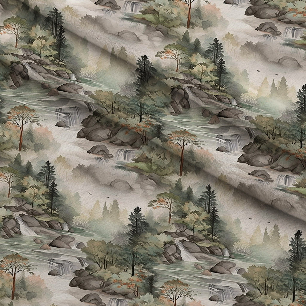 Misty Woodland Brook Pattern 2 Minky Fabric — plush minky folded close-up preview (mv-minky-v1:lying)