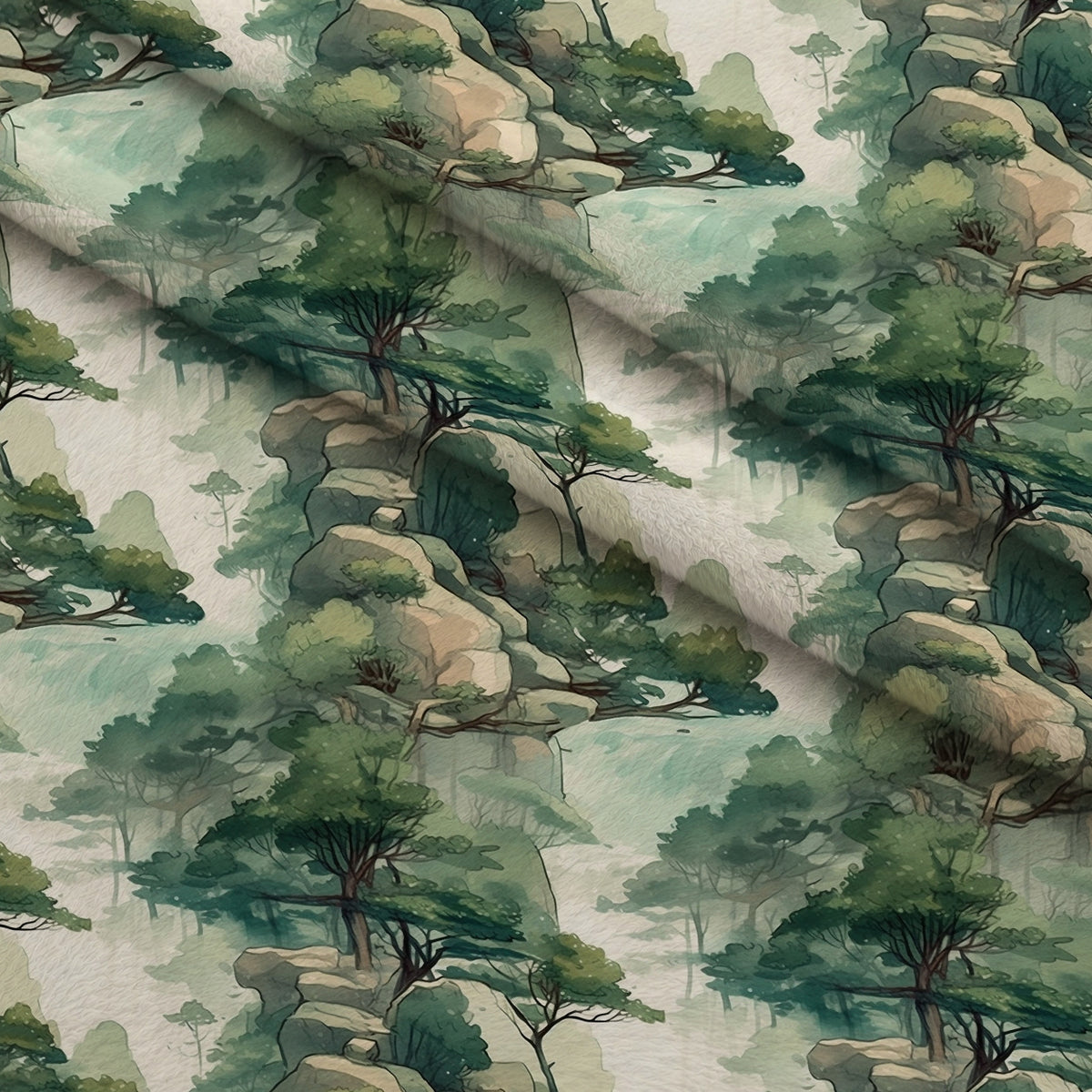 Misty Woodland Brook Pattern 4 Minky Fabric — plush minky folded close-up preview (mv-minky-v1:lying)