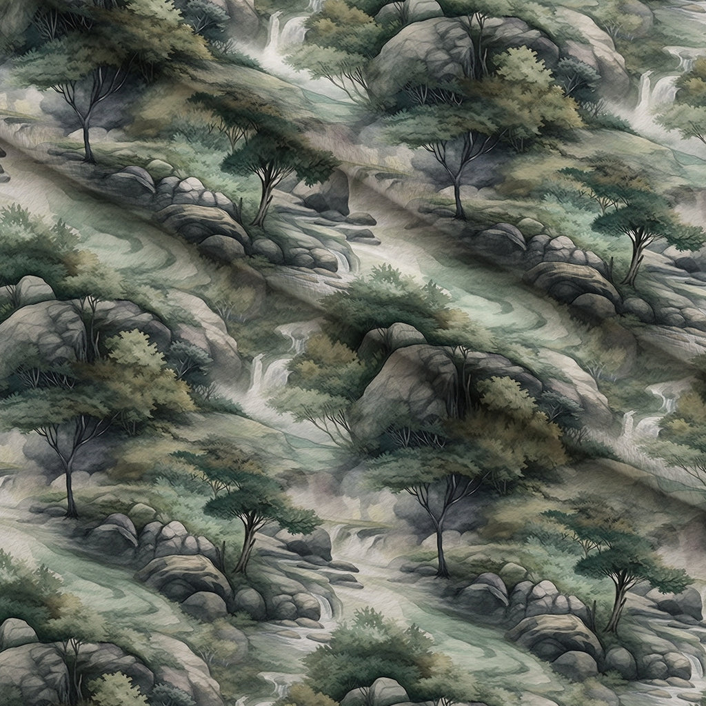 Misty Woodland Brook Pattern 5 Minky Fabric — plush minky folded close-up preview (mv-minky-v1:lying)