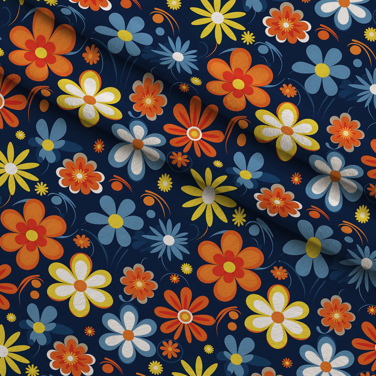 Mod Daisy Daze Pattern 12 Minky Fabric — plush minky folded close-up preview (mv-minky-v1:lying)