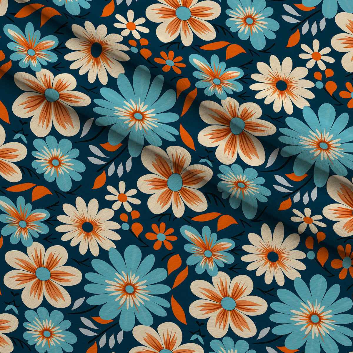 Mod Daisy Daze Pattern 13 Minky Fabric — plush minky folded close-up preview (mv-minky-v1:lying)