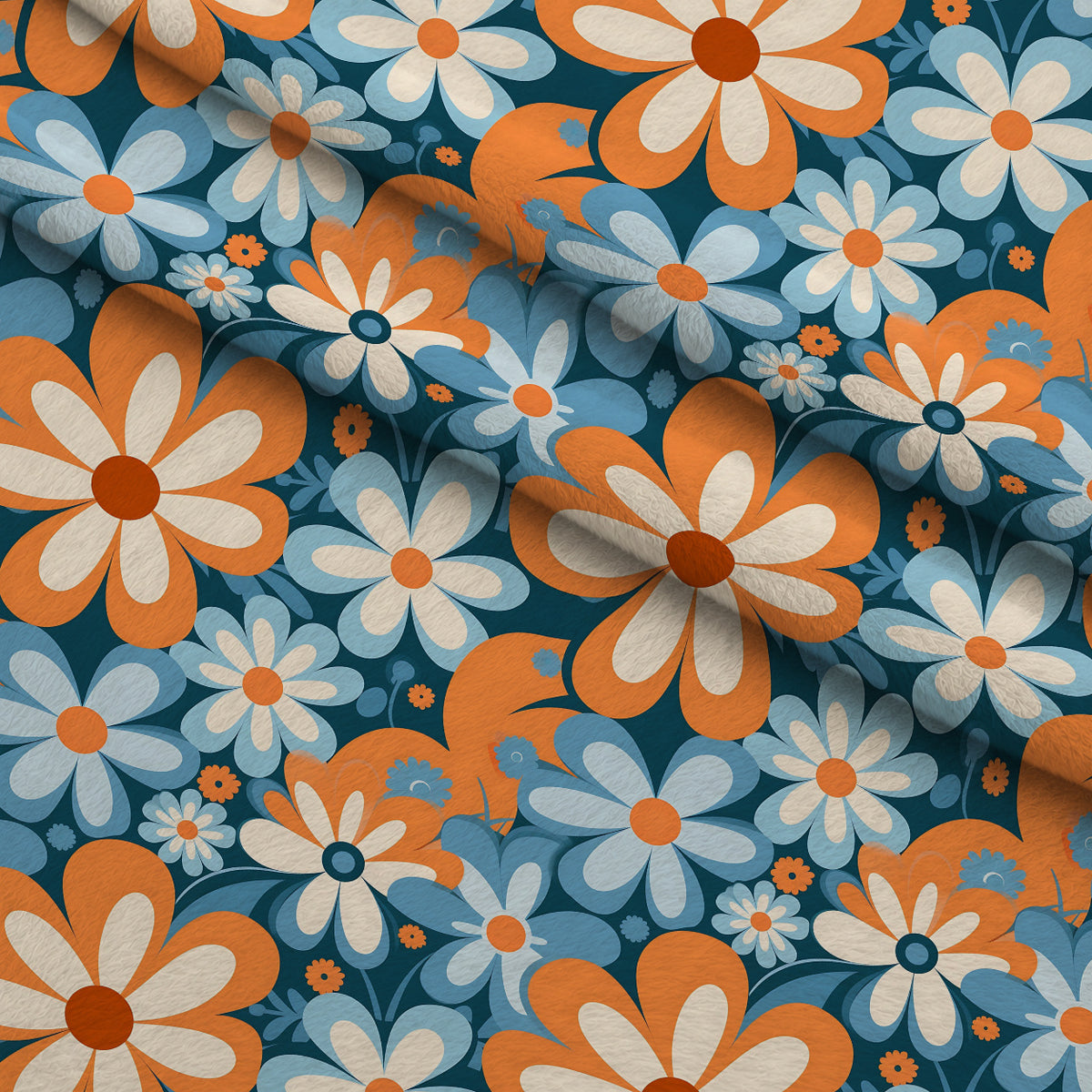 Mod Daisy Daze Pattern 15 Minky Fabric — plush minky folded close-up preview (mv-minky-v1:lying)