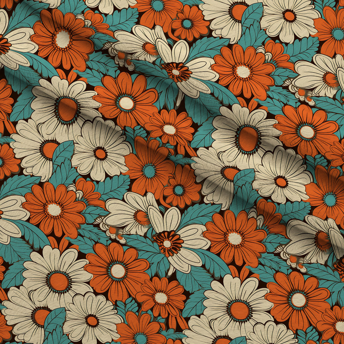 Mod Daisy Daze Pattern 21 Minky Fabric — plush minky folded close-up preview (mv-minky-v1:lying)