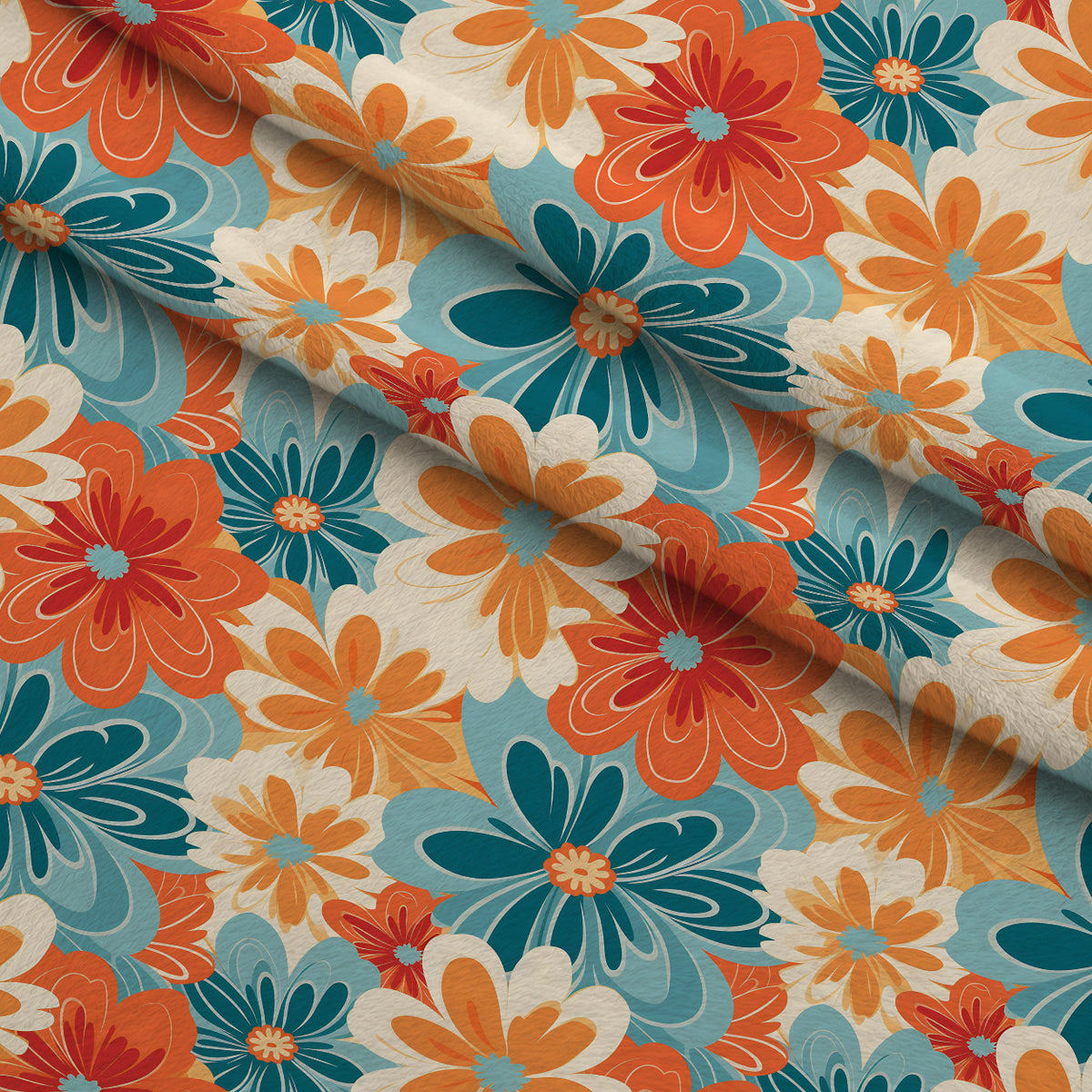 Mod Daisy Daze Pattern 24 Minky Fabric — plush minky folded close-up preview (mv-minky-v1:lying)