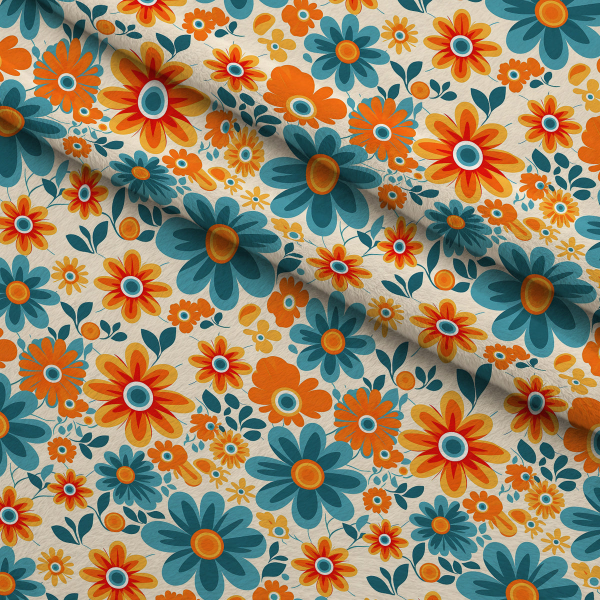 Mod Daisy Daze Pattern 25 Minky Fabric — plush minky folded close-up preview (mv-minky-v1:lying)