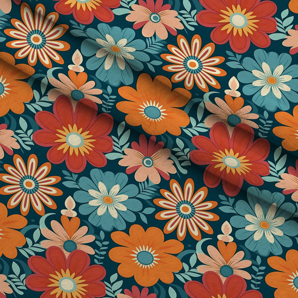 Mod Daisy Daze Pattern 9 Minky Fabric — plush minky folded close-up preview (mv-minky-v1:lying)