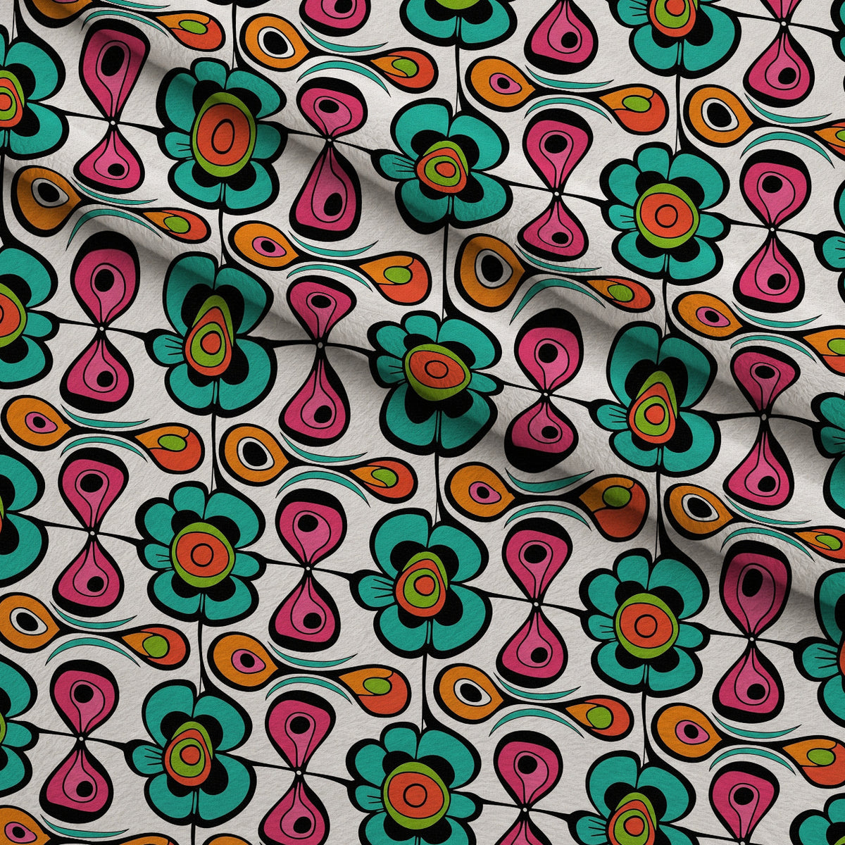 Mod Petal Pop Pattern 3 Minky Fabric — plush minky folded close-up preview (mv-minky-v1:lying)