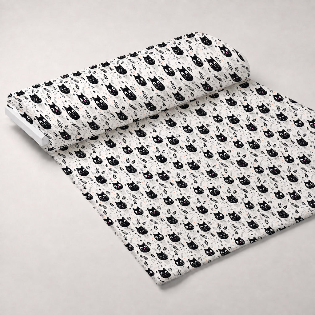 Monochrome Meows Pattern 1 Minky Fabric — plush minky unrolled bolt preview (mv-minky-v1:bolt)