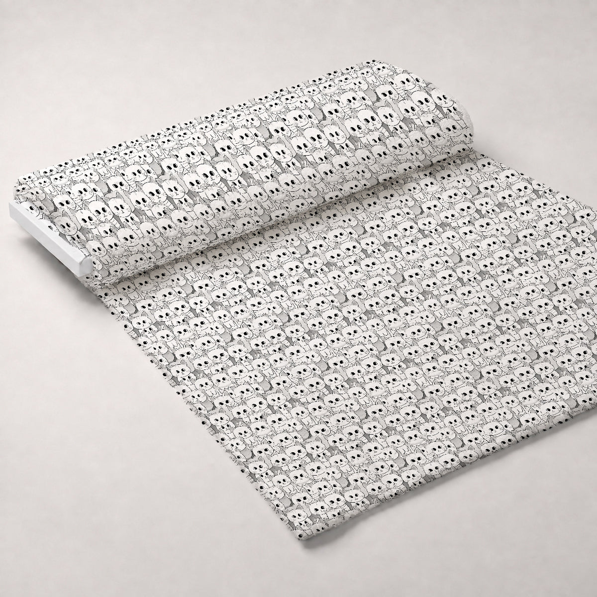 Monochrome Meows Pattern 11 Minky Fabric — plush minky unrolled bolt preview (mv-minky-v1:bolt)
