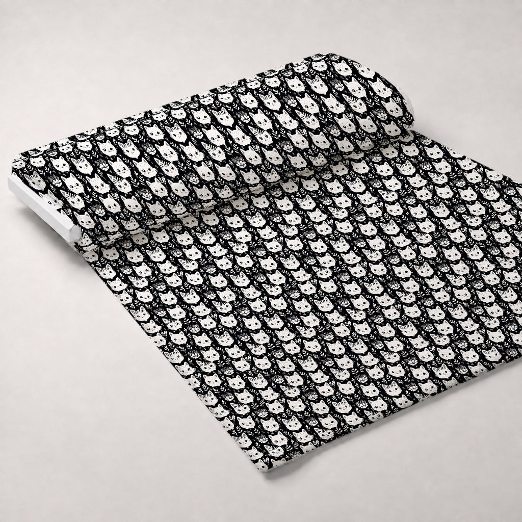 Monochrome Meows Pattern 15 Minky Fabric — plush minky unrolled bolt preview (mv-minky-v1:bolt)