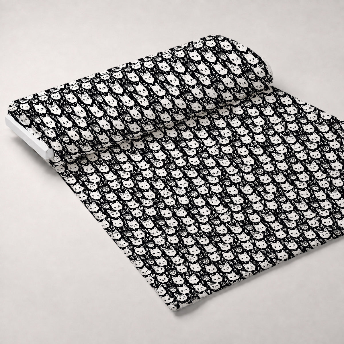 Monochrome Meows Pattern 15 Minky Fabric — plush minky unrolled bolt preview (mv-minky-v1:bolt)