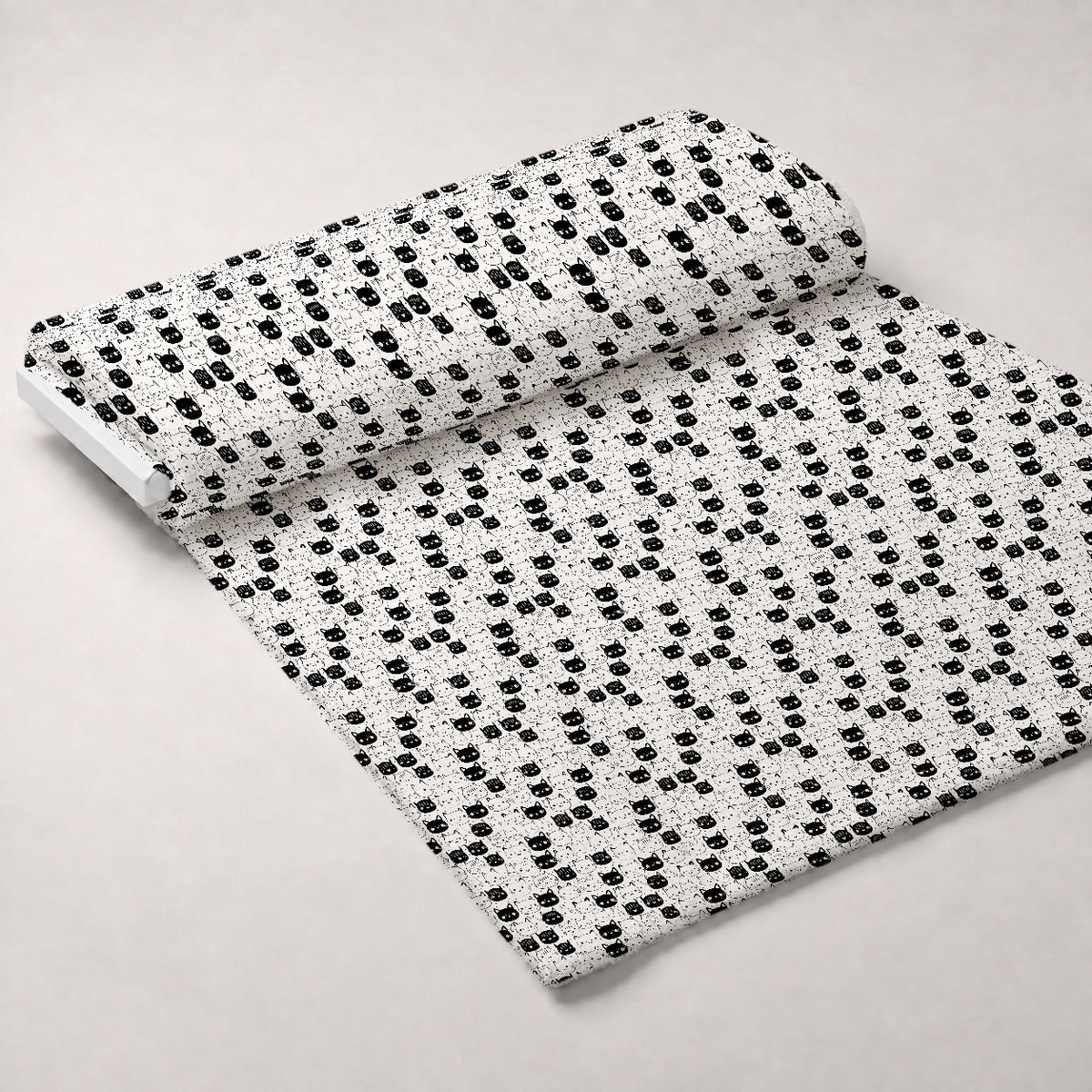 Monochrome Meows Pattern 17 Minky Fabric — plush minky unrolled bolt preview (mv-minky-v1:bolt)