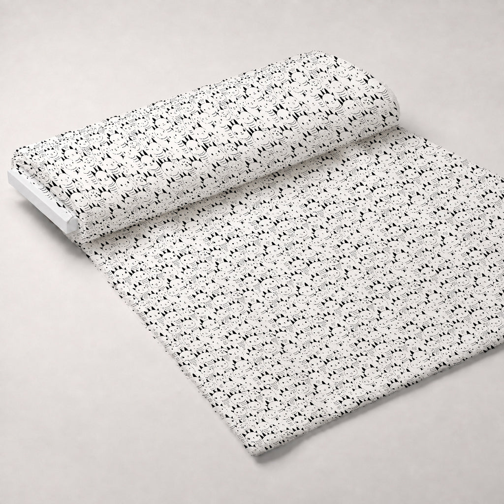Monochrome Meows Pattern 2 Minky Fabric — plush minky unrolled bolt preview (mv-minky-v1:bolt)