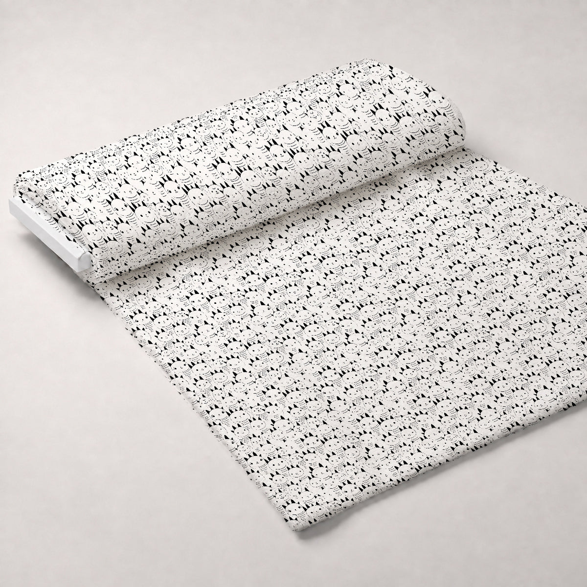 Monochrome Meows Pattern 2 Minky Fabric — plush minky unrolled bolt preview (mv-minky-v1:bolt)