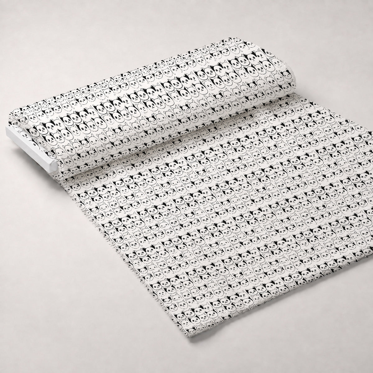 Monochrome Meows Pattern 3 Minky Fabric — plush minky unrolled bolt preview (mv-minky-v1:bolt)