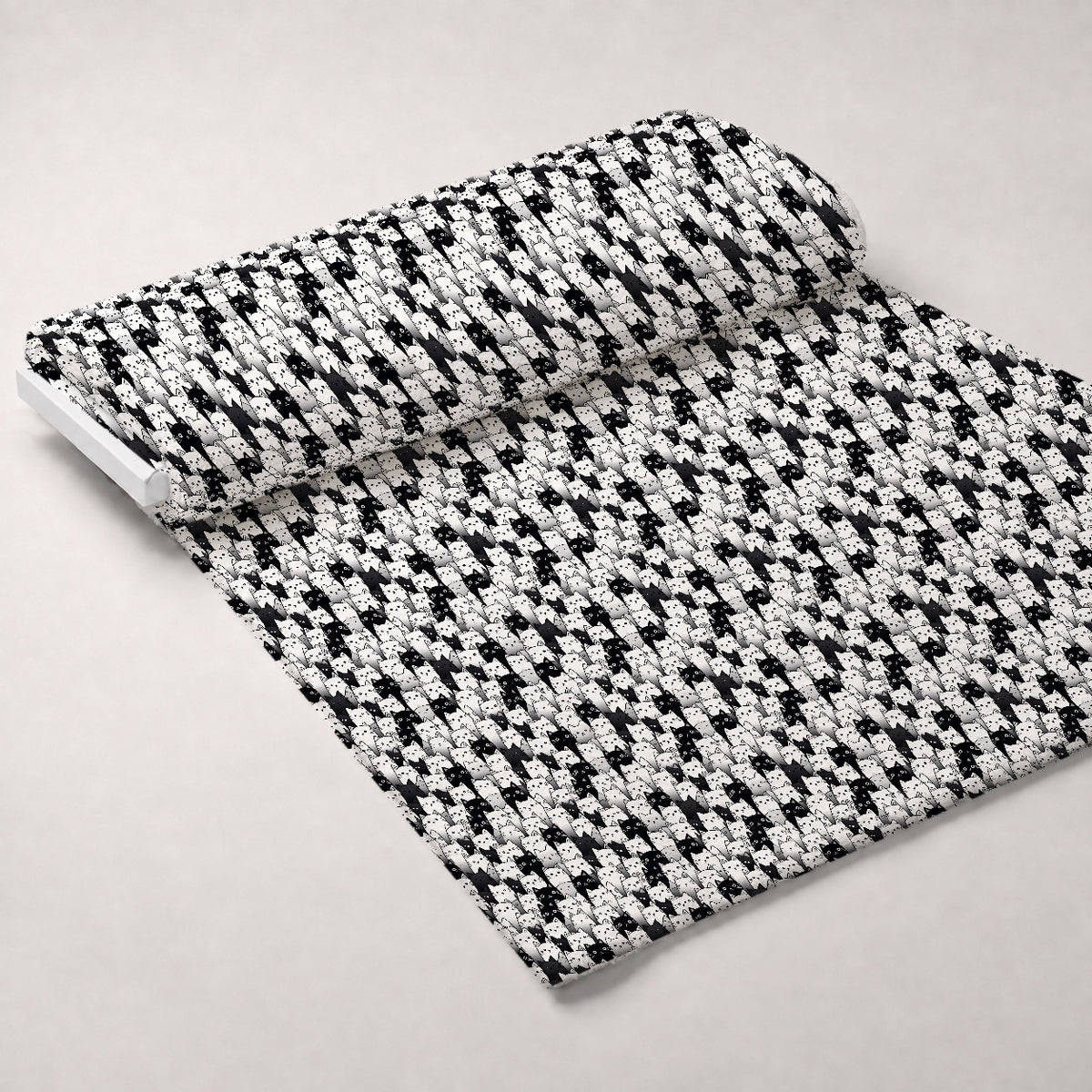 Monochrome Meows Pattern 4 Minky Fabric — plush minky unrolled bolt preview (mv-minky-v1:bolt)