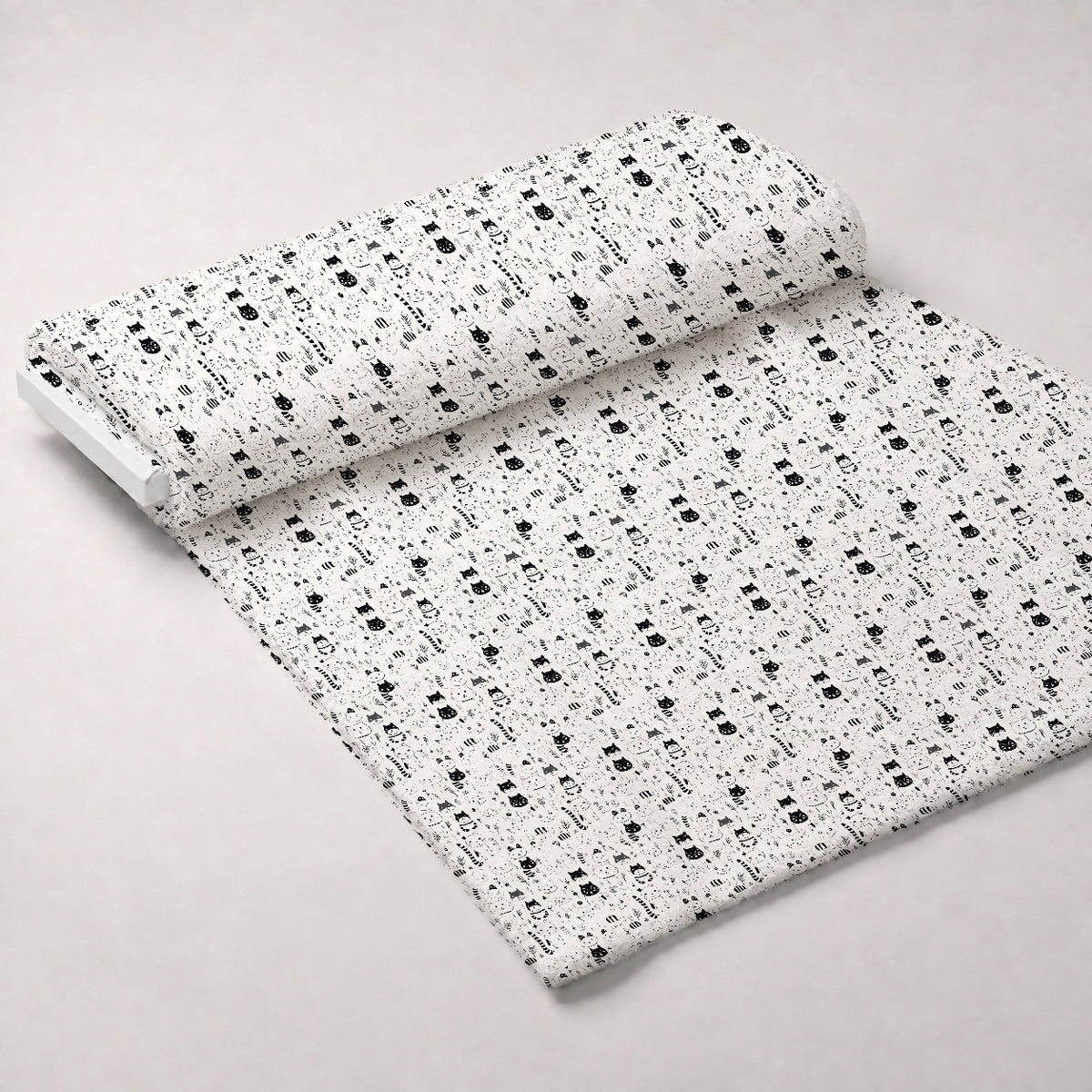 Monochrome Meows Pattern 7 Minky Fabric — plush minky unrolled bolt preview (mv-minky-v1:bolt)