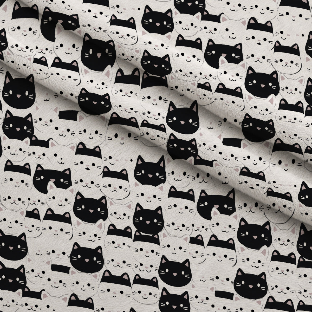 Monochrome Meows Pattern 8 Minky Fabric — plush minky folded close-up preview (mv-minky-v1:lying)