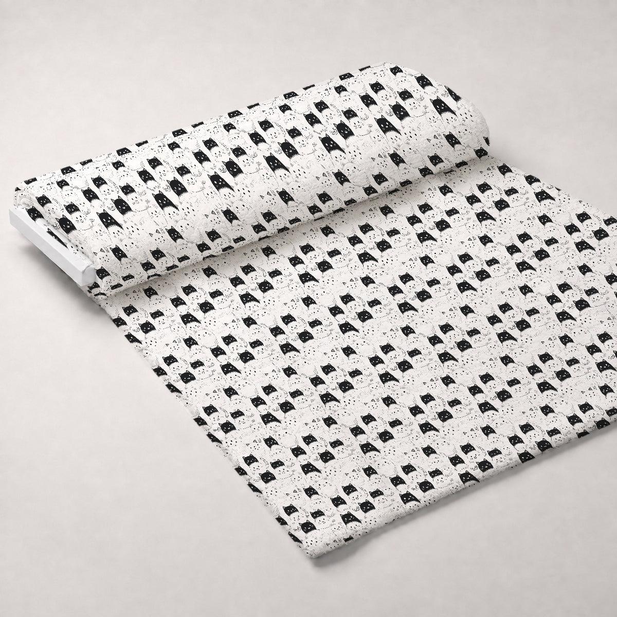 Monochrome Meows Pattern 9 Minky Fabric — plush minky unrolled bolt preview (mv-minky-v1:bolt)