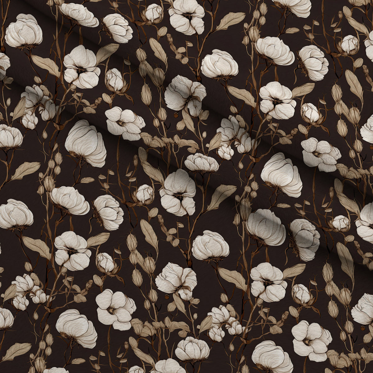 Moonlit Botanical Pattern 12 Minky Fabric — plush minky folded close-up preview (mv-minky-v1:lying)