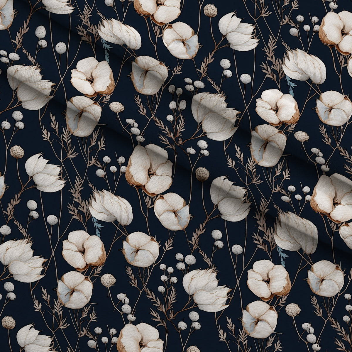 Moonlit Botanical Pattern 2 Minky Fabric — plush minky folded close-up preview (mv-minky-v1:lying)