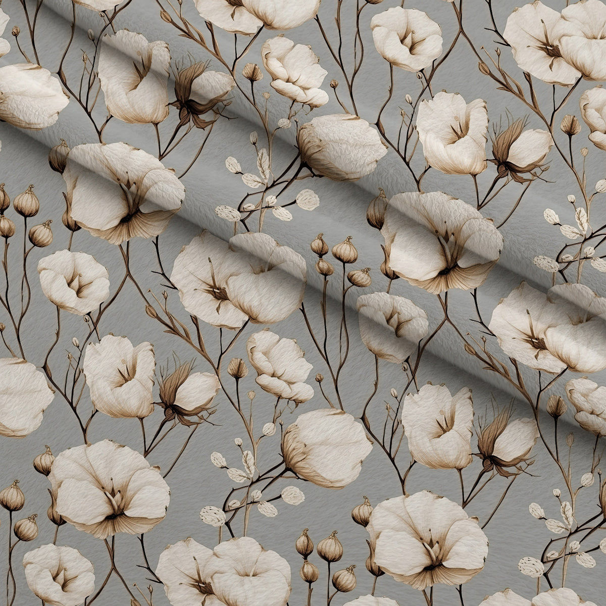 Moonlit Botanical Pattern 4 Minky Fabric — plush minky folded close-up preview (mv-minky-v1:lying)