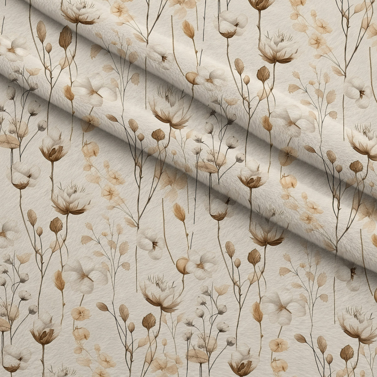 Moonlit Botanical Pattern 8 Minky Fabric — plush minky folded close-up preview (mv-minky-v1:lying)