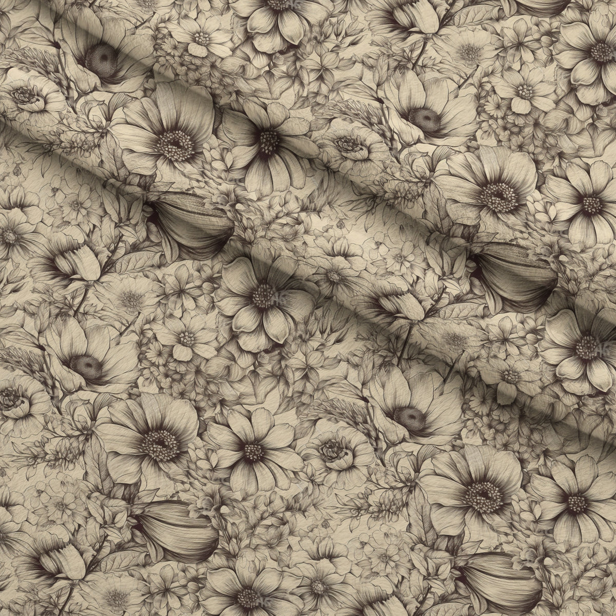 Moonlit Botanical Sketches Pattern 17 Minky Fabric — plush minky folded close-up preview (mv-minky-v1:lying)