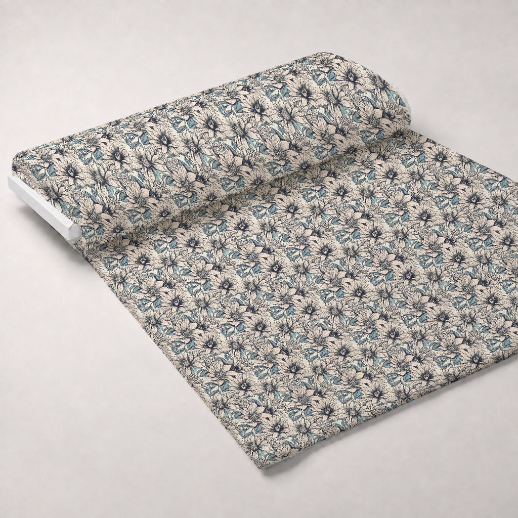 Moonlit Botanical Sketches Pattern 2 Minky Fabric — plush minky unrolled bolt preview (mv-minky-v1:bolt)