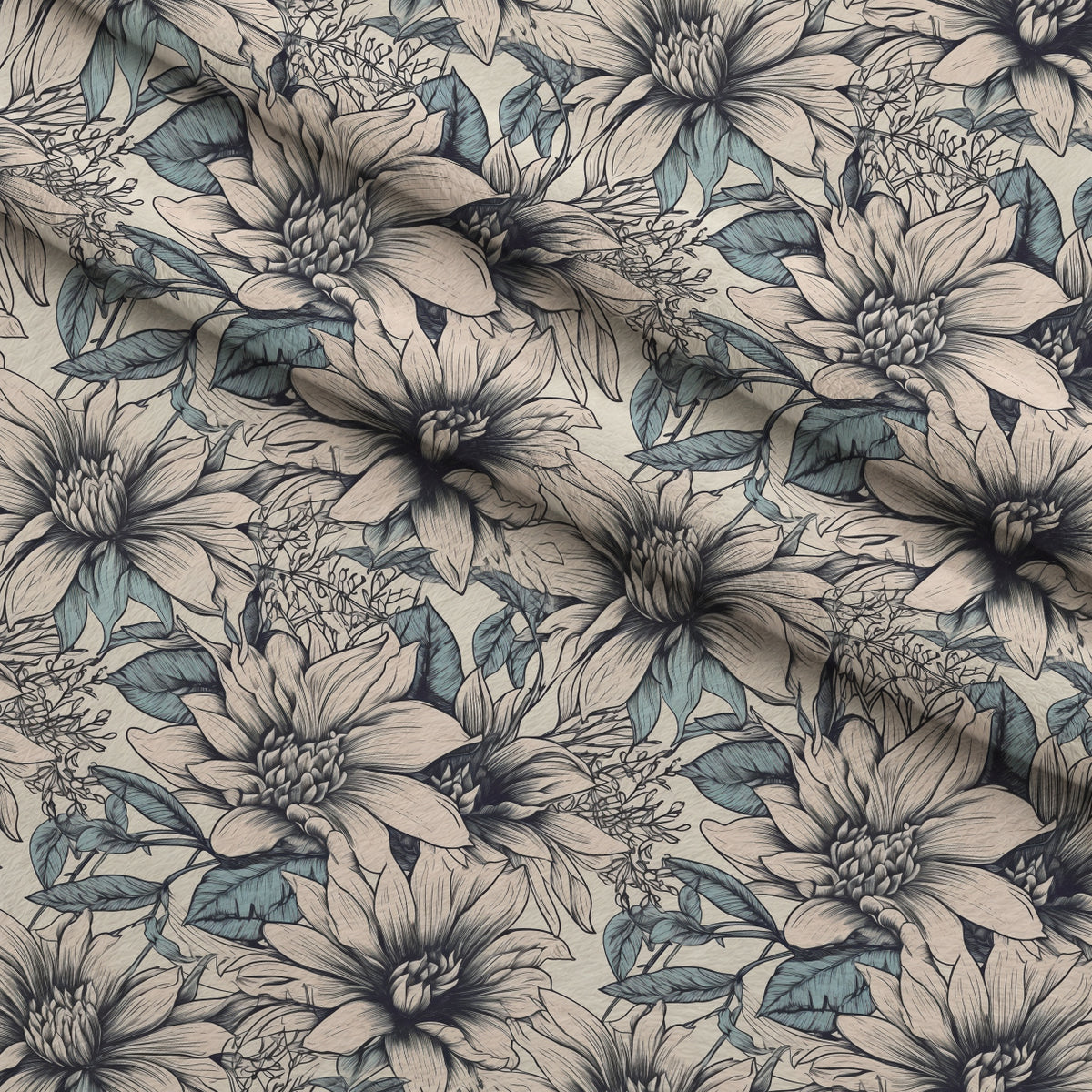Moonlit Botanical Sketches Pattern 2 Minky Fabric — plush minky folded close-up preview (mv-minky-v1:lying)